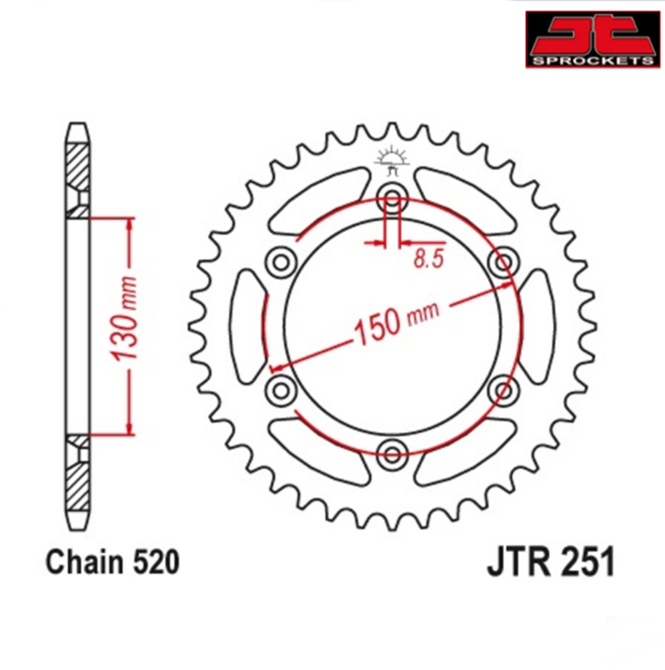 CORONA JT 251 de acero con 50 dientes